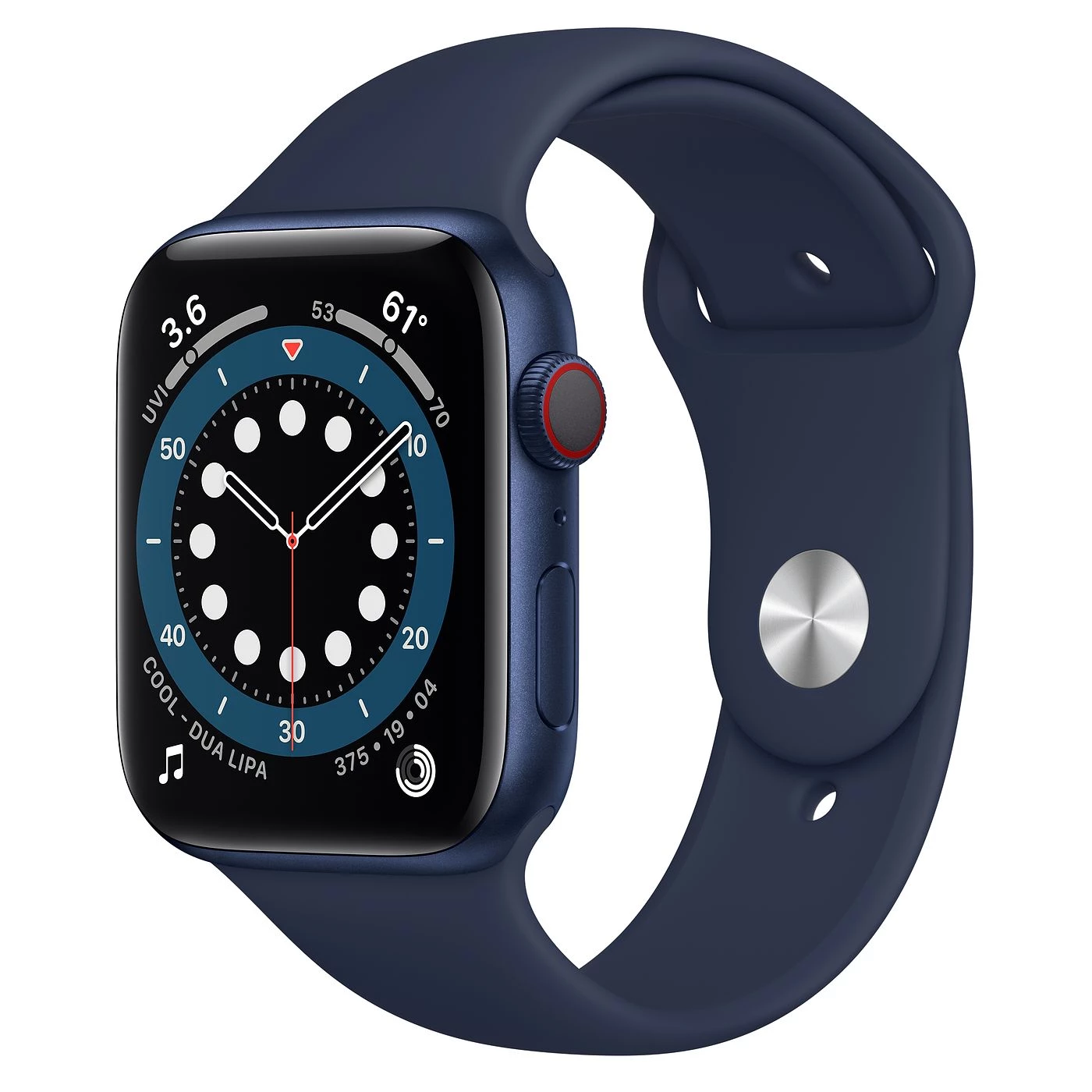 Apple Watch Series 6 GPS + Cellular 44mm Blue Aluminium Case with Deep Navy Sport Band (M07J3, M09A3)
